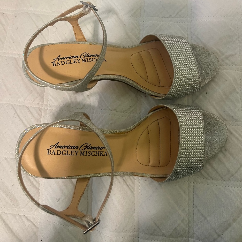 silver high heels size 6